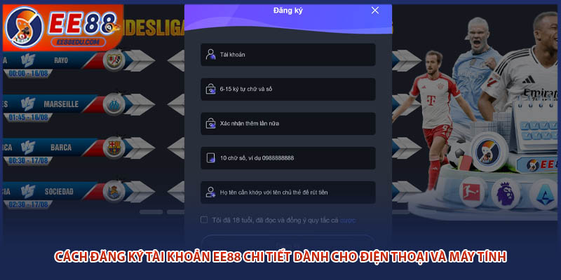 Cách đăng ký tài khoản EE88 chi tiết dành cho điện thoại và máy tính